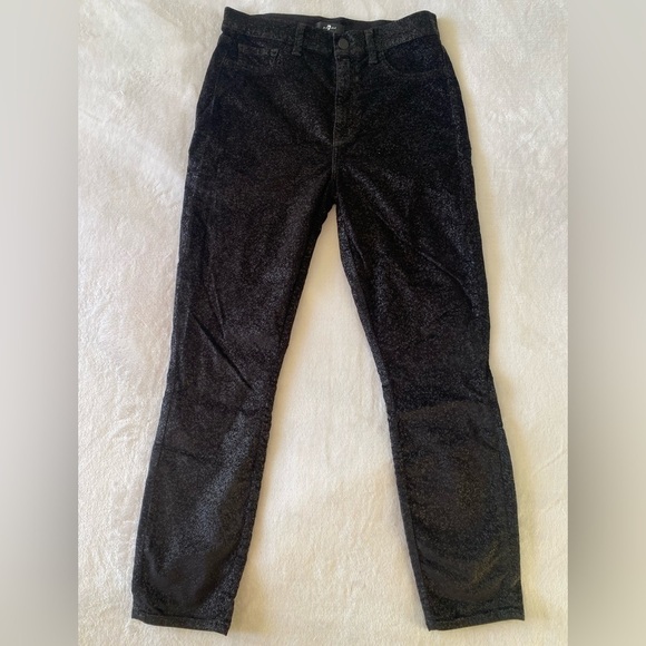 7 For All Mankind Velvet Black Pants Size 27 - Picture 1 of 8